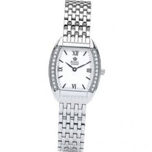 Royal London Ladies Barrel CZ Bezel Stainless Steel Bracelet Strap 21208-02