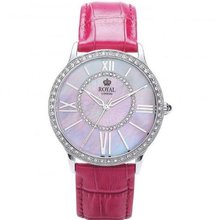 Royal London Ladies MOP Stone Set Bezel Pink Leather Strap 21214-02