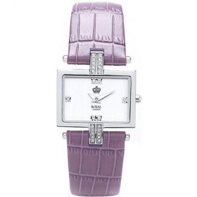 Royal London Ladies Stone Set Bezel Purple Leather Strap 21136-03