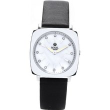 Royal London Ladies Stone Set MOP Dial Black Leather Strap 21206-01
