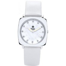 Royal London Ladies Stone Set MOP Dial White Leather Strap 21206-02