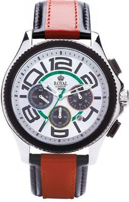 Royal London Quartz with White Dial Chronograph Display and Red Leather Strap 41112-02