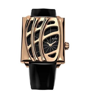 RSW 6020.PP.L1.1.00 Wonderland Rectangular Rose Gold Sophisticated Designed Bezel Black Dial