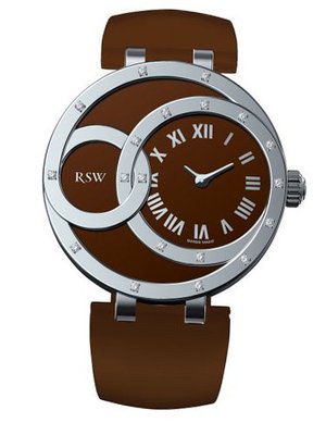 RSW 6025.BS.L9.92.D0 Wonderland Round Diamond Glitter Brown Leather Roman Numerals