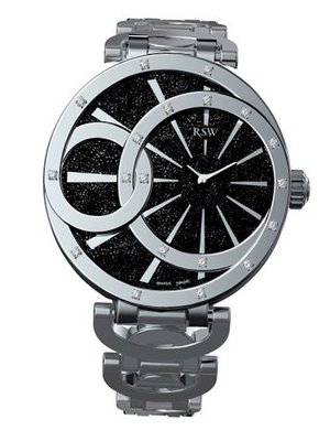 RSW 6025.BS.S0.1.D0 Wonderland Round Stainless-Steel Diamond Black Dial Bracelet