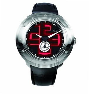 RSW 9130.BS.L1.14.D0 Volante Diamond Stainless Steel Red Designed Luminous Black Leather