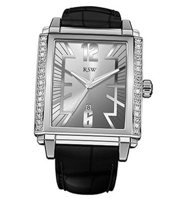 RSW 9220.BS.A1.5.D1 Hampstead Rectangular Silver Dial Diamond Alligator Leather