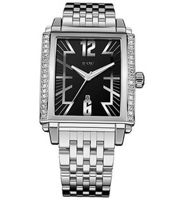 RSW 9220.BS.S0.1.D1 Hampstead Rectangular Black Dial Stainless Steel Diamond