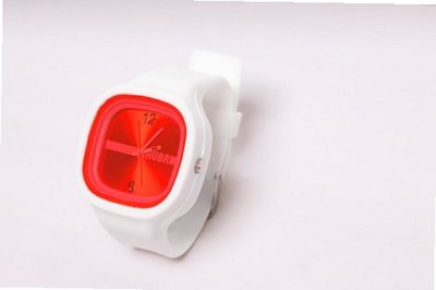 RUBR I WHITE/RED Unisex Oversized Silicone Japanese Quartz