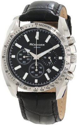 Rudiger R1000-04-007L Dresden Black Luminous Dial Black Leather Chronograph Tachymeter