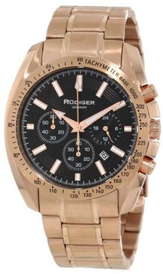 Rudiger R1000-09-007 Dresden Rose Gold IP Black Luminous Dial Chronograph Tachymeter