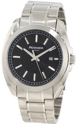 Rudiger R1001-04-007 Dresden Solid Stainless Steel Black Dial Date