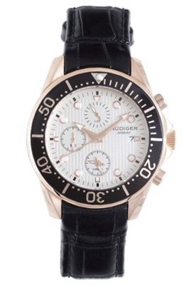 Rudiger R2001-09-001L Chemnitz Rose Gold IP Steel Case Silver Dial Chronograph