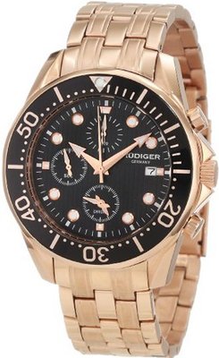 Rudiger R2001-09-007 Chemnitz Rose Gold IP Black Dial Chronograph