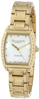 Rudiger R2600-02-009 Bonn Gold Ion-Plated Coated Stainless Steel Tonneau Mother-Of-Pearl Diamond