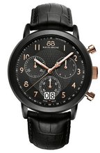 88 Rue du Rhone 87WA130023 Black & Rose Gold Dial Leather