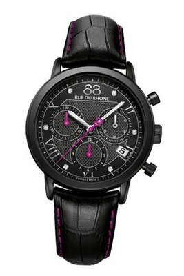 88 Rue du Rhone 87WA130027 Black Leather Pink Stitching Ladies