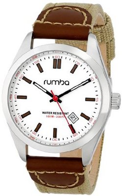 RumbaTime 19121 Bowery Canvas Analog Display Japanese Quartz Beige