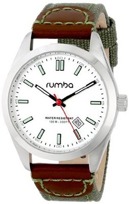 RumbaTime 19914 Bowery Canvas Analog Display Japanese Quartz Green