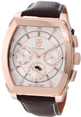 S. Coifman SC0090 Silver Textured Dial Brown Leather