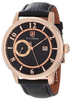 S. Coifman SC0193 Black Textured Dial Black Leather