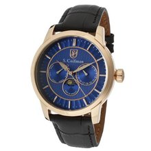 S. Coifman SC0216 Blue Textured Dial Black Leather