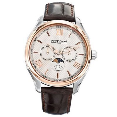 Saint Honore 850050 8ARAR 42mm Automatic Stainless Steel Case Brown Calfskin Synthetic Sapphire