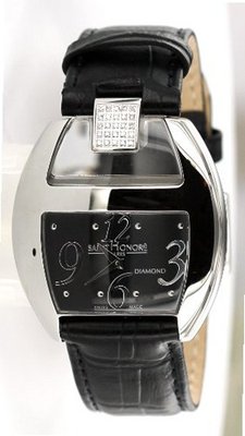 Saint Honore "Charisma" Black Leather Strap, Diamonds 0.15 Ct - 7250111NBN