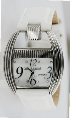 Saint Honore "Charisma" White Leather Strap, Diamonds 0.05 Ct - 7250031BYDN