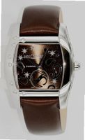 Saint Honore Monceau Brown Fabric & Leather Strap, Diamonds 0.10 Ct - 7230861MDFN