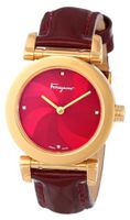 Salvatore Ferragamo F50SBQ5008I SB08 Salvatore Gold Ion-Plated Stainless Steel Maroon Mother-Of-Pearl