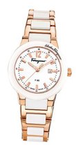 Salvatore Ferragamo F53SBQ58101 S581 F-80 White Ceramic and Rose Gold Ion-Plating Steel