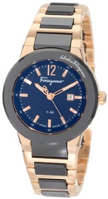 Salvatore Ferragamo F53SBQ58909 S589 F-80 Rose Gold Plated Two Tone Black Ceramic