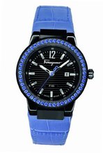 Salvatore Ferragamo F53SBQ68B09 SB14 F-80 Black IP Blue Sapphires