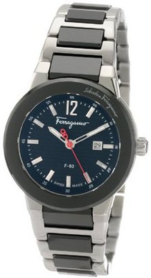 Salvatore Ferragamo F53SBQ98909 S989 F-80 Quartz 3-Hands Black Ceramic