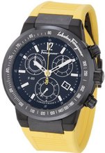 Salvatore Ferragamo F55LCQ6809 SR05 F-80 Ceramic Tachymeter Bezel Sapphire Crystal Yellow Rubber Chronograph Date