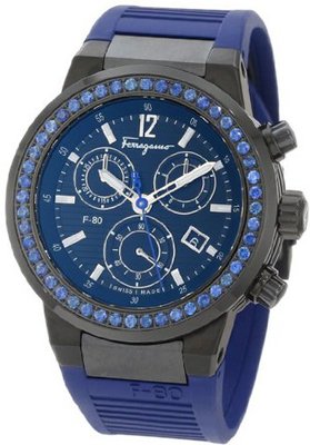 Salvatore Ferragamo F55LCQ68B09 SR04 F-80 Yellow Sapphires on Bezel Ring Chronograph