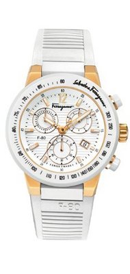 Salvatore Ferragamo F55LCQ75101 S121 F-80 Gold IP and Ceramic Chronograph