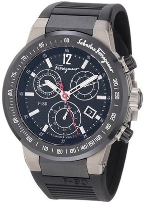 Salvatore Ferragamo F55LCQ78909 S113 F-80 Black Ceramic Tachymeter Bezel Sapphire Crystal Black Dial Chronograph