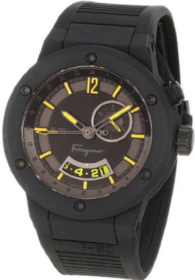 Salvatore Ferragamo F55LGQ6875 S113 F-80 Stainless Steel and Black Rubber