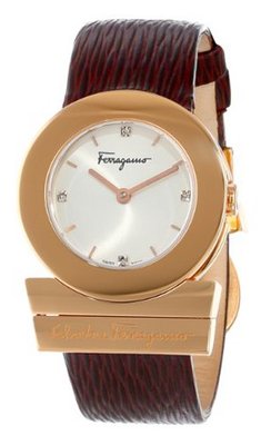 Salvatore Ferragamo F56SBQ5023 S497 Gancino Rose Gold IP Champagne Sunray Dial Diamond