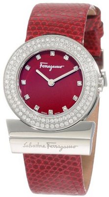 Salvatore Ferragamo F56SBQ9906i S006 Gancino Burgundy Genuine Lizard Leather Diamond