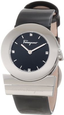 Salvatore Ferragamo F56SBQ9909S S009 Gancino Diamond Black Patent Band Logo