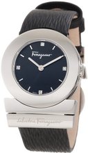Salvatore Ferragamo F56SBQ9929 S009 Gancino Black Dial Sapphire Crystal Black Epi Leather Diamond
