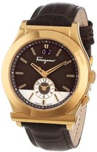 Salvatore Ferragamo F62LDT5095 S497 1898 Quartz Dual Time Brown Croco-Print Calfskin