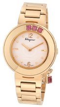 Salvatore Ferragamo F64SBQ5201 S080 Gancino Sparkling Gold Ion-Plated Stainless Steel Rotating Rhodolite Stone Bezel Bracelet