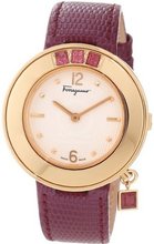 Salvatore Ferragamo F64SBQ5201 S109 Gancino Sparkling Gold IP Fuchsia Lizard-Print Calfskin