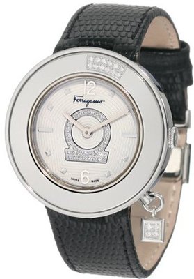 Salvatore Ferragamo F64SBQ9101S S009 Gancino Sparkling Diamond Black Genuine Leather Band