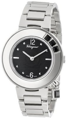 Salvatore Ferragamo F64SBQ99909 S099 Gancino Sparkling Silver/Black Stainless Steel