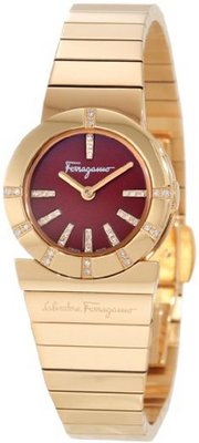 Salvatore Ferragamo F70SBQ5108i S080 Gancino Gold IP Red Enamel Diamond